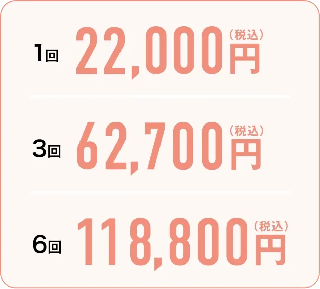 ヒアルロン酸+トラネキサム酸(倍量)料金 1回22,000円(税込)3回62,700円(税込)6回118,800円(税込)